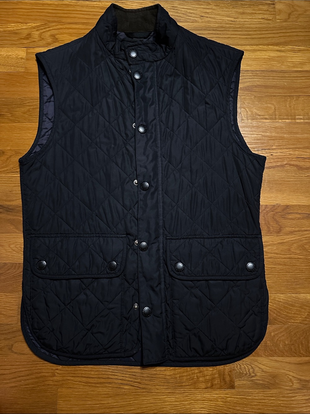 Barbour Quilted Navy Men's Vest with Snap Pockets